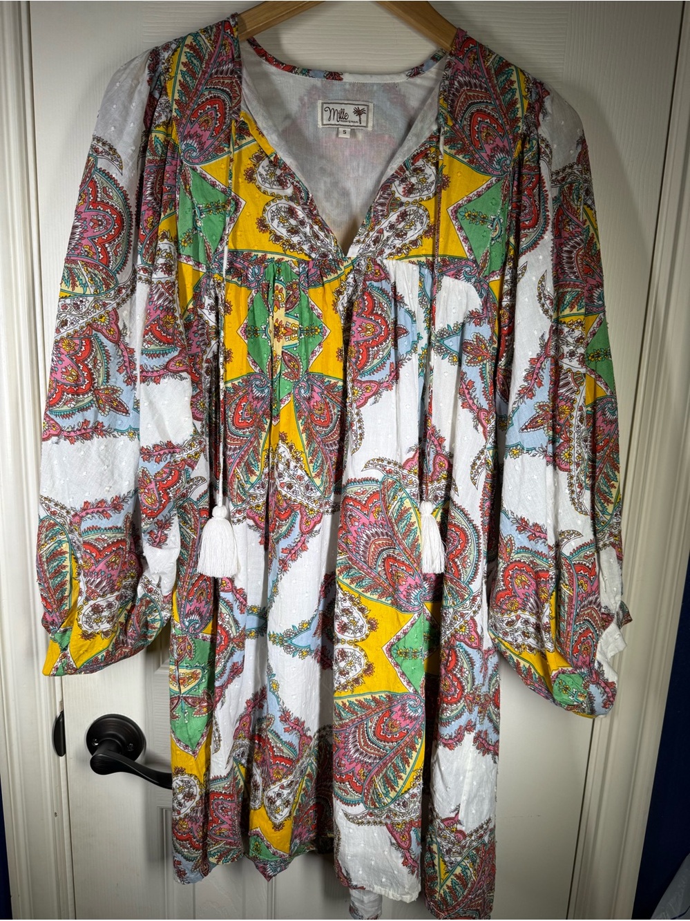 Mille Daisy Kaleidoscope Paisley Cotton Gauze Sz S Retail $248